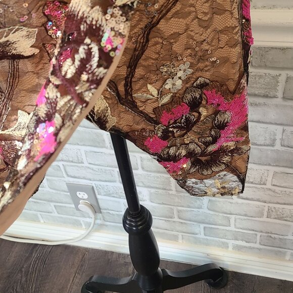 Free People Last Call Embellished Beaded Shimmer Lace Mini Dress XS Fairy Femini - Picture 9 of 10